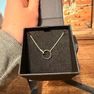Delicate Black Circle Pendant Necklace